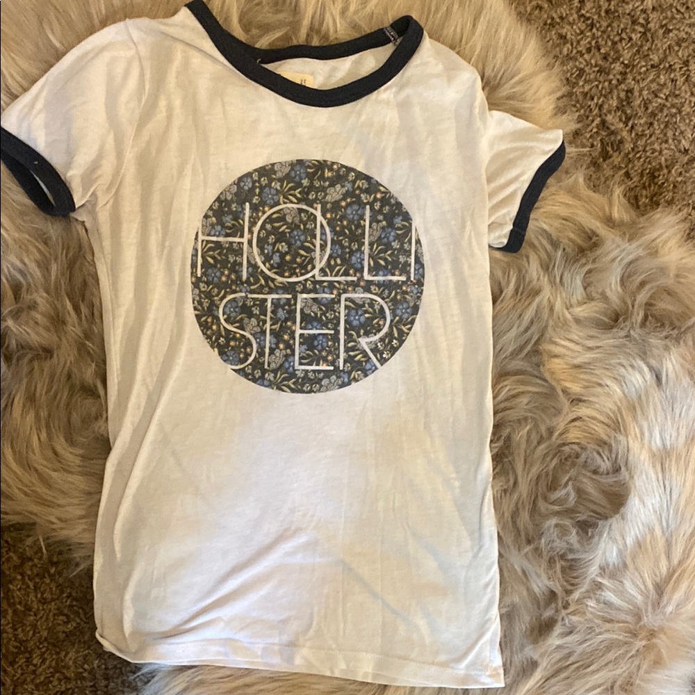3/$8 Hollister White and Blue Short Sleeve Tee
